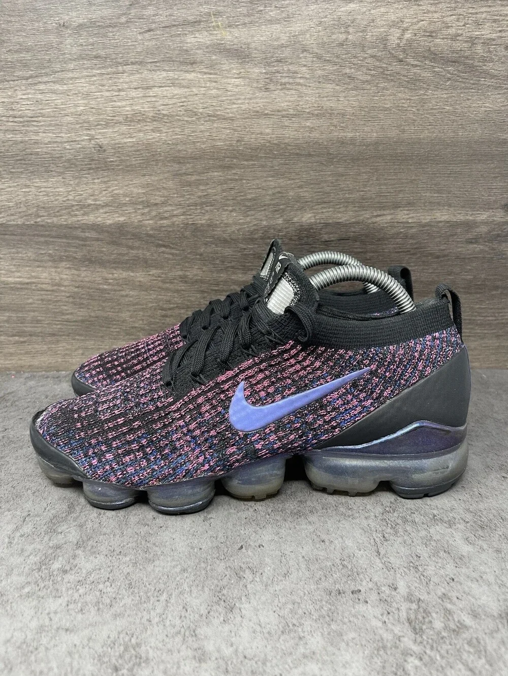 Nike Air VaporMax Flyknit 3 Black Pink Blue Womens Size 8.5 Running Shoes